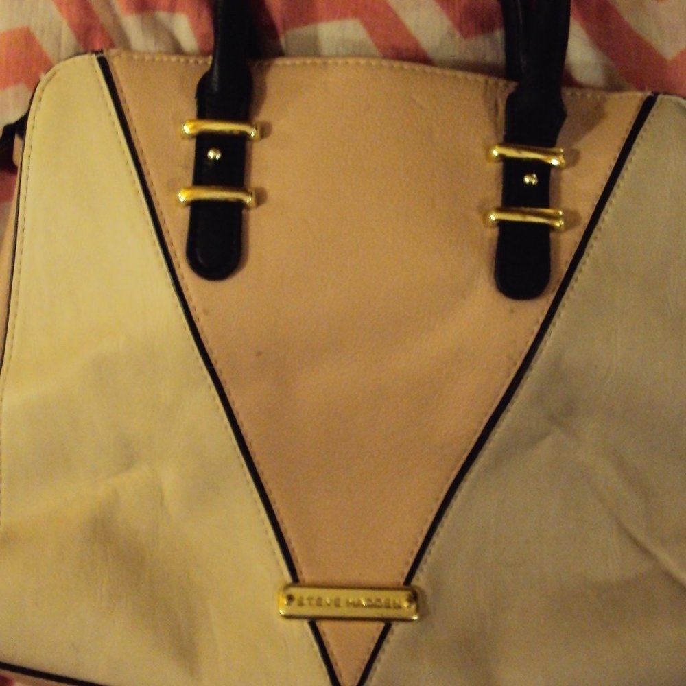 Steve Madden Shoulder Bag, Pink, gray and whte leather